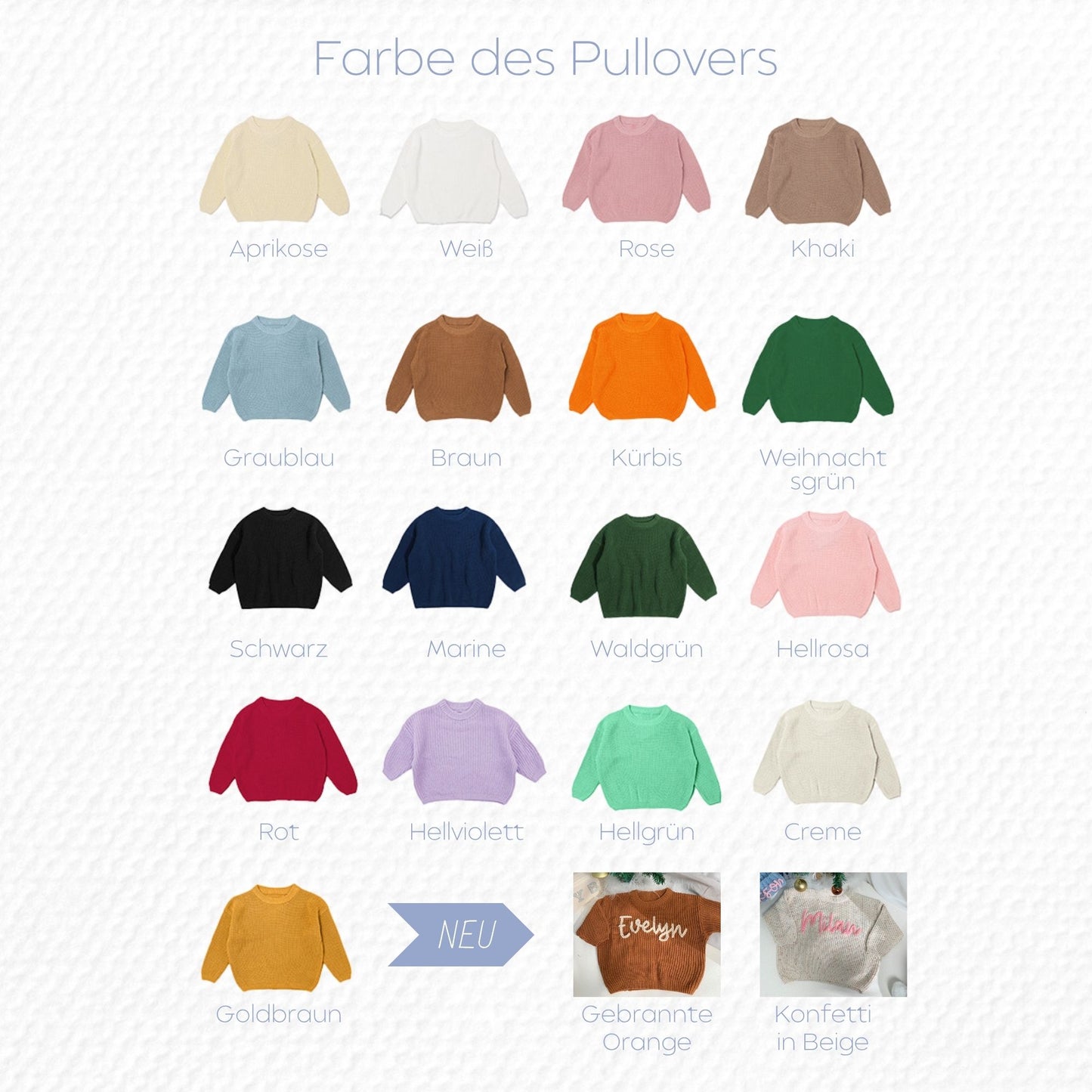 Personalisierter Kinderpullover mit Name · 100 % Baumwolle